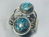 Twin Pools Vintage Native American Navajo Turquoise Sterling Silver Bracelet Cuff-Nativo Arts