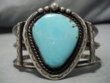 Superior Vintage Native American Navajo Sky Blue Turquoise Sterling Silver Bracelet-Nativo Arts