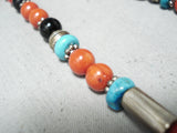 Incredible Singer Navajo Coral Sterling Silver Necklace Native American-Nativo Arts