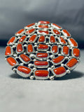 Jaw Dropping Native American Navajo Coral Cluster Big Sterling Silver Ring-Nativo Arts