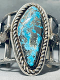 Symbolic Toad And Morenci Turquoise Vintage Native American Navajo Sterling Silver Bracelet-Nativo Arts