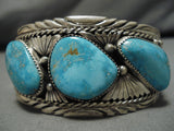 Vintage Navajo Blue Gem Turquoise Sterling Silver Native American Bracelet-Nativo Arts