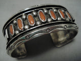 Opulent Vitnage Navajo Coral Sterling Silver Native American Bracelet Old Cuff-Nativo Arts