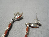 Exquisite Zuni Coral Sterling Silver Earrings Native American-Nativo Arts