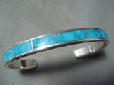 Spectacular Zuni Kingman Turquoise Sterling Silver Bracelet Native American-Nativo Arts