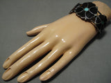 Stunning Vintage Zuni Native American Turquoise Inlay Sterling Silver Bracelet-Nativo Arts