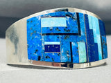 Best Pat Becenti Vintage Native American Navajo Lapis Inlay Sterling Silver Bracelet-Nativo Arts