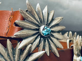 Star Light Star Bright Vintage Native American Navajo Turquoise Sterling Silver Concho Belt Old-Nativo Arts