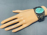 Heavy Museum Vintage Native American Navajo Apache Turquoise Sterling Silver Bracelet-Nativo Arts