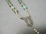 Rare Native American Navajo Green Turquoise Sterling Silver Rosary Necklace-Nativo Arts