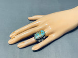 One Of The Best Vintage Native American Navajo #8 Turquoise Sterling Silver Ring-Nativo Arts