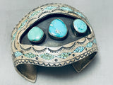 Best Vintage Native American Navajo Will Singer Turquoise Inlay Sterling Silver Bracelet-Nativo Arts
