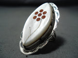 Lawrence Tekalo Vintage Native American Zuni Mother Of Pearl Sterling Silver Ring Native-Nativo Arts