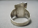 Marvelous Vintage Native American Navajo Green Turquoise Sterling Silver Paw Native America Ring-Nativo Arts