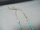 Native American Noteworthy Vintage Santo Domingo Kingman Turquoise Sterling Silver Necklace Old-Nativo Arts