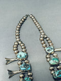 272 Gram Vintage Native American Navajo Turquoise Sterling Silver Squash Blossom Necklace-Nativo Arts