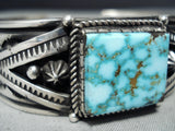 Authentic Albert Jake Native American Navajo High Grade Turquoise Sterling Silver Bracelet-Nativo Arts