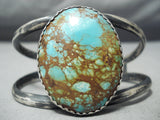 Huge Domed Royston Turquoise Vintage Native American Navajo Sterling Silver Bracelet Old-Nativo Arts