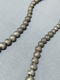 Native American Unique Bead Vintage Navajo Sterling Silver Necklace Old-Nativo Arts
