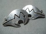 Adorable Vintage Navajo Sterling Silver Bear Earrings Native American-Nativo Arts