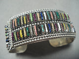 Beautiful Rainbow Turquoise Vintage Native American Navajo Sterling Silver Signed Bracelet-Nativo Arts