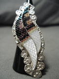 Amazing Vintage Zuni Native American Inlay Turquoise Sterling Silver Ring-Nativo Arts