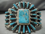 Rare Vintage Native American Navajo Teardrop Turquoise Sterling Silver Bracelet Cuff-Nativo Arts