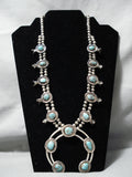 Bisbee Turquoise Vintage Native American Navajo Sterling Silver Squash Blossom Necklace Old-Nativo Arts