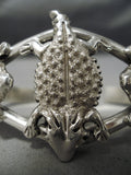 Statement Heavy Toad Vintage Native American Navajo Sterling Silver Bracelet Cuff-Nativo Arts