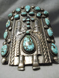 Best Vintage Native American Navajo Carico Lake Turquoise Kachina Sterling Silver Bracelet Old-Nativo Arts