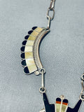 Native American One Of The Most Unique Kachina Inlay Coral Sterling Silver Necklace-Nativo Arts