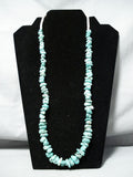Native American Dazzling Vintage Santo Domingo Old Kingman Turquoise Sterling Silver Necklace-Nativo Arts