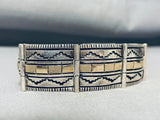 Expertly Detailed Vintage Native American Navajo Gold Sterling Silver Sectional Bracelet-Nativo Arts