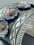The Best Native American Navajo Coral Flower Pedal Sterling Silver Bracelet-Nativo Arts
