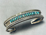 Very Old Beautiful Vintage Native American Zuni Needle Turquoise Sterling Silver Bracelet-Nativo Arts