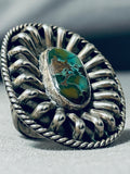 Extremely Important Vintage Native American Navajo Jimmie King Jr Turquoise Sterling Silver Ring-Nativo Arts
