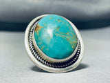Newsworthy Vintage Native American Navajo Turquoise Sterling Silver Ring Signed B. Chavez-Nativo Arts