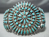 Hooee Vintage Native American Zuni Quality Turquoise Sterling Silver Cluster Bracelet-Nativo Arts