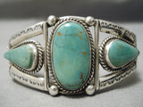 Museum Vintage Native American Navajo 3 Stone Royston Turquoise Sterling Silver Bracelet-Nativo Arts