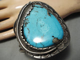 Best Vintage Native American Navajo Teardrop Blue Diamond Turquoise Sterling Silver Bracelet-Nativo Arts