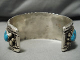 Rare Graduating Turquoise Vintage Native American Navajo Sterling Silver Bracelet Old-Nativo Arts