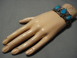 Rare Vintage Navajo Bisbee Turquoise Sterling Silver Native American Bracelet-Nativo Arts