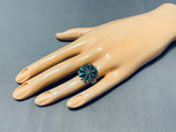 Beautiful Vintage Native American Navajo Turquoise Sterling Silver Cluster Ring-Nativo Arts