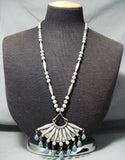 Beautiful Museum Vintage Native American Navajo Turquoise Sterling Silver Necklace-Nativo Arts