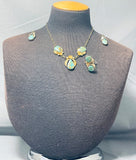 Dazzling Vintage Native American Navajo Royston Turquoise Gold Filled Necklace Ring Earring Set-Nativo Arts