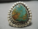 Striking Vintage Native American Navajo Royston Turquoise Sterling Silver Ring Old-Nativo Arts