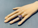 Awesome Vintage Signed Native American Navajo Purple Spiny Heart Sterling Silver Ring-Nativo Arts