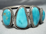 James Platero Vintage Native American Navajo Blue Gem Turquoise Sterling Silver Bracelet Old-Nativo Arts