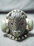 Heavy Buffalo Native American Navajo Royston Turquoise Sterling Silver Buffalo Ring-Nativo Arts
