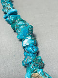 180 Gram Vintage Native American Navajo Chunky Nugget Turquoise Sterling Silver Necklace-Nativo Arts